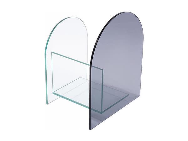 Vente-unique - Tidningsställ i härdat glas - Transparent och grå - DUSILLA
