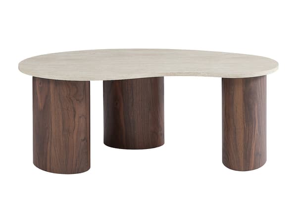 Vente-unique - Soffbord med mörbrun travertin-effek ALOZYA