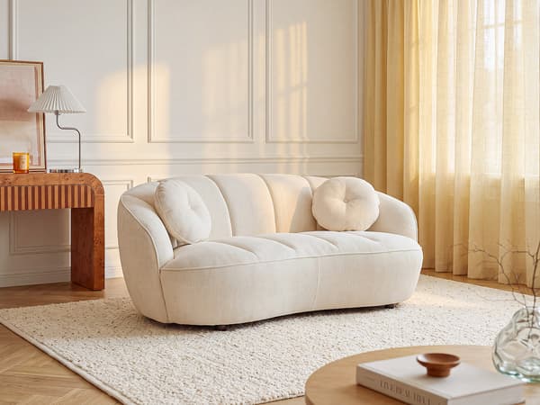 Vente-unique - Soffa 2 platser i texturerat tyg - Bruten vit RALIBO