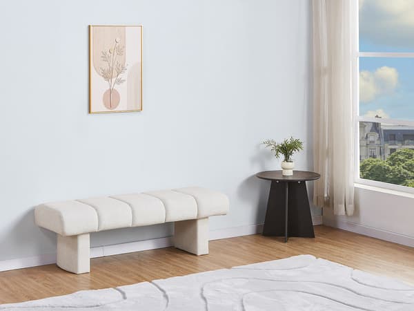 Vente-unique - Bänk i texturerat tyg - Beige - NUBELO