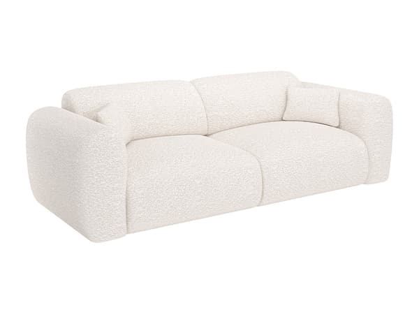 Vente-unique - 4-sits bäddsoffa vit bouclétyg POGNI från Maison Céphy