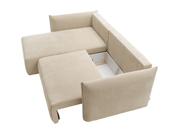 Vente-unique - Vänster hörnsoffa med bäddfunktion i texturerat beige tyg CARISU