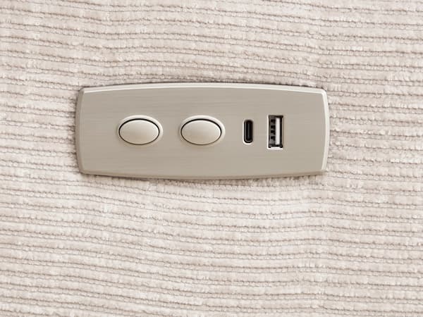 Vente-unique - 2-sits elektrisk massagefåtölj i beige chenilletyg KOCENI