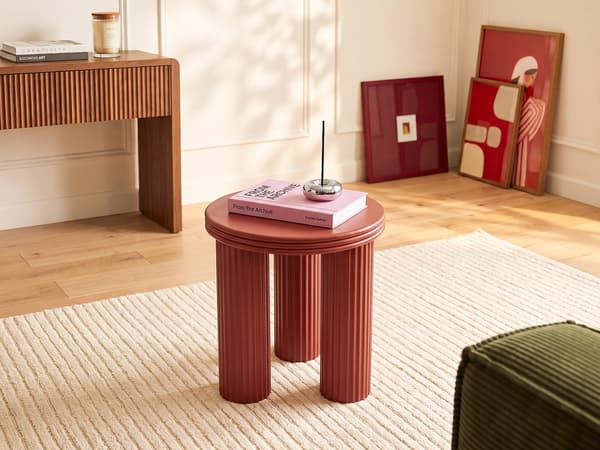 Vente-unique - Sidobord i metall - H36 cm - Terrakotta - RAVOKA