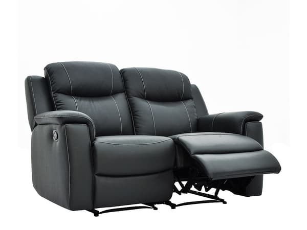 Vente-unique - 3-sits- och 2-sits reclinersoffa EVASION  i läder - grå - med barskiva
