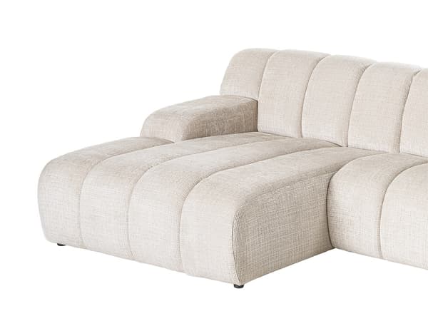 Vente-unique - Hörnsoffa Vänstervänd beige chenilletyg BELADON