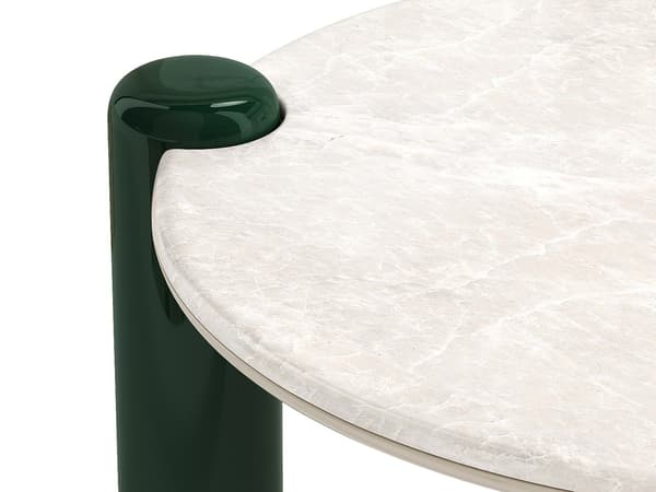 Vente-unique - Soffbord i marmor och MDF - Beige och grön - NARODI