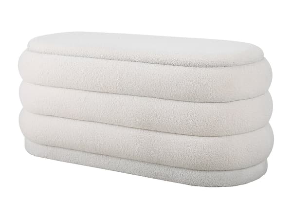 Vente-unique - Sittbänk med förvaring - Bouclé-tyg - Vit - ECAMBI