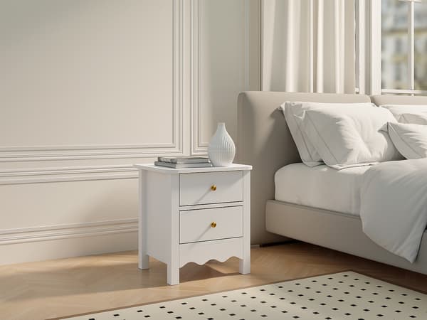 Vente-unique - Set med 2 sängbord med 2 lådor - Vit - ILIZANA