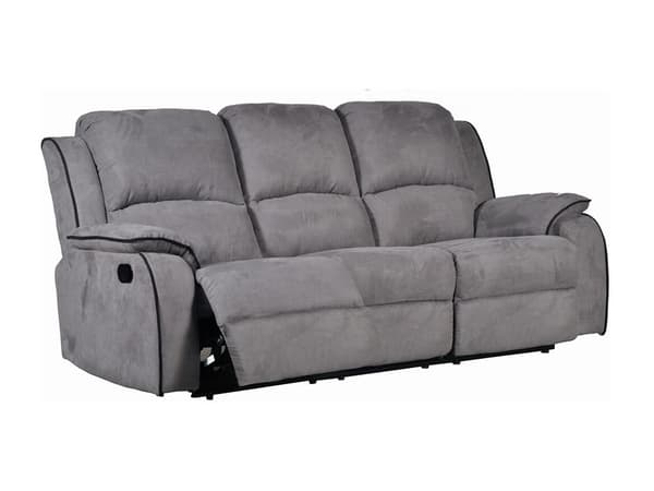 Vente-unique - 3-sits reclinersoffa i grå mikrofiber HERNANI
