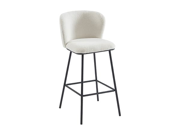 Vente-unique - Set med 2 barstolar i bouclé-tyg och metall - Vit - SENORASE