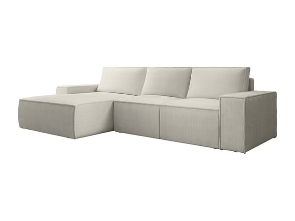 Vente-unique - Stor bäddsoffa vänsterställd beige manchester AMELIA