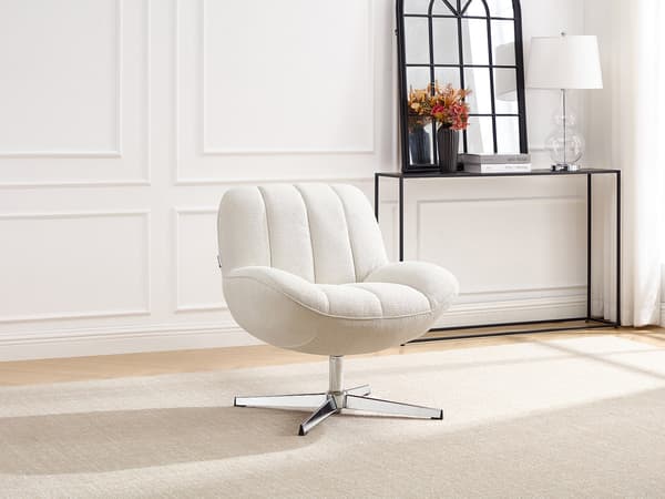 Vente-unique - VOLABO snurrfåtölj i beige texturerat tyg