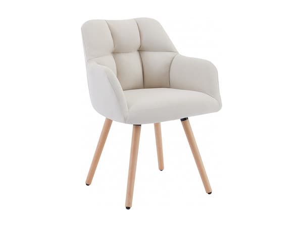 Vente-unique - Set med 2 stolar med armstöd - Tyg och bokträ - Beige - PEGA