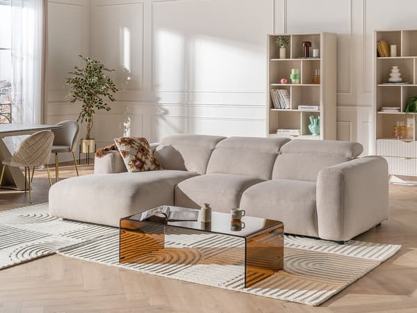 Vente-unique - Vänstervänd soffa i melerat beige tyg NELORIM