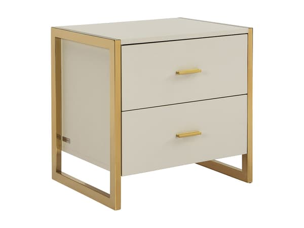 Vente-unique - Sängbord med 2 lådor - MDF - Beige och guld - OMBRELIA