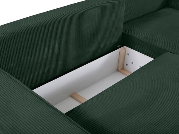 Vente-unique - Bäddsoffa högerställd i mörkgrön manchester AMELIA