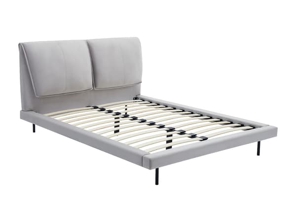 Vente-unique - Säng 140 x 190 cm - Sammet - Grå - IBEDIA