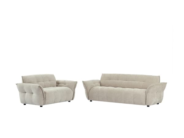 Vente-unique - NAPIZO 3-sits och 2-sits soffa i beige melerat tyg
