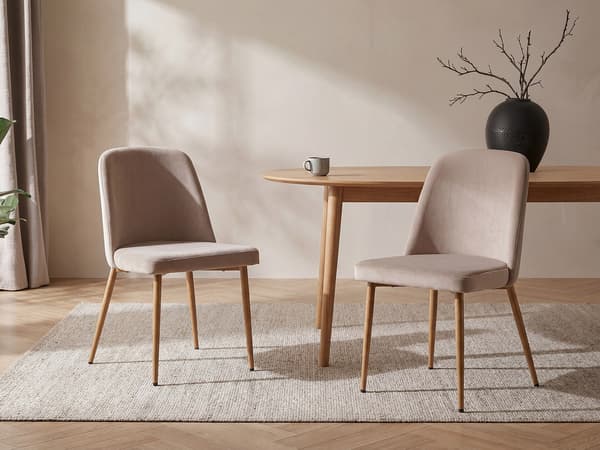 Vente-unique - Set med 2 stolar i sammet och metall med träeffekt - Beige - MINAGRI
