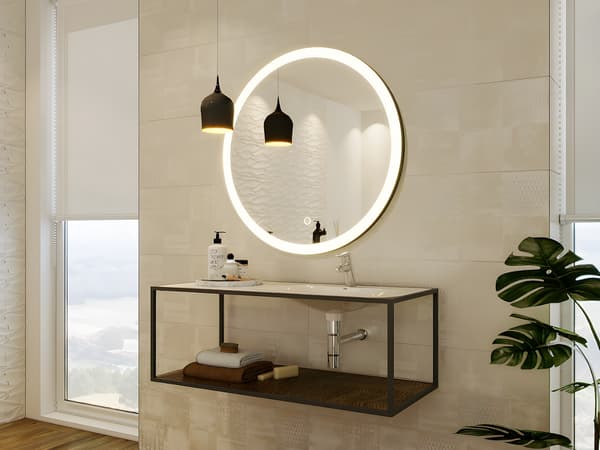 Vente-unique - Rund LED-badrumsspegel svart 80 cm NUMEA