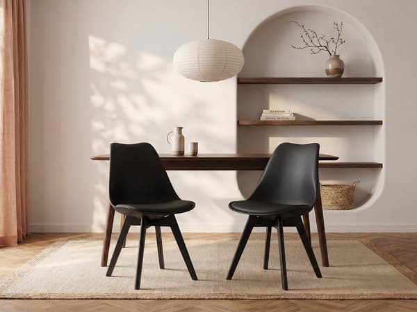 Vente-unique - 6-pack LUBINE stolar - läderimitation - Svart