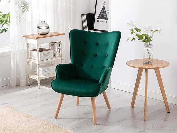 Vente-unique - Fåtölj i grön sammet VATELY