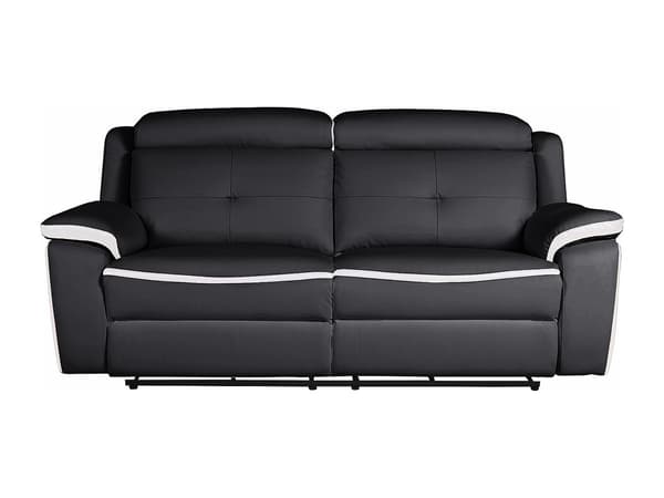 Vente-unique - 3-sits eletrisk reclinersoffa i läder ANGELIQUE – Svart/vit