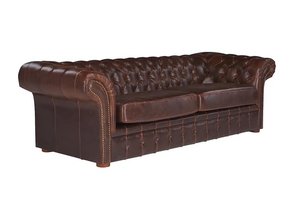 Vente-unique - CLOTAIRE 3-sits Chesterfield-soffa, 100 % åldrat läder