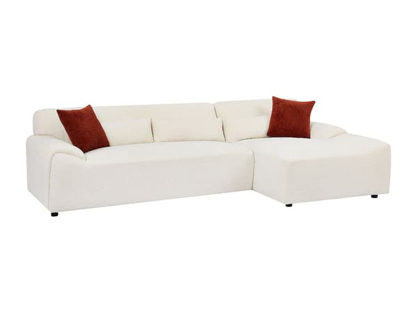 Vente-unique - Högervänd hörnhöffa i beige chenilletyg OVILIO