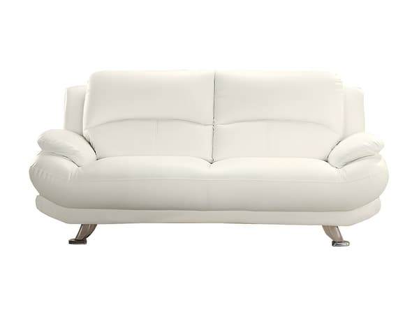Vente-unique - 3-sits soffa i läderimitation MUSKO - Elfenbensvit