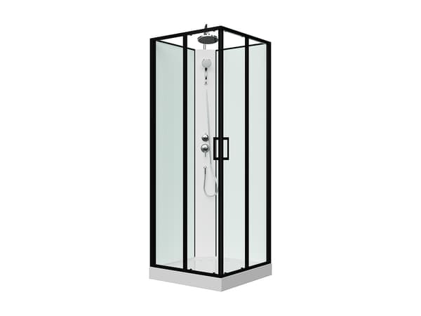 Vente-unique - Duschkabin svart  och vit 80 x 80 x 220 cm SAMABI