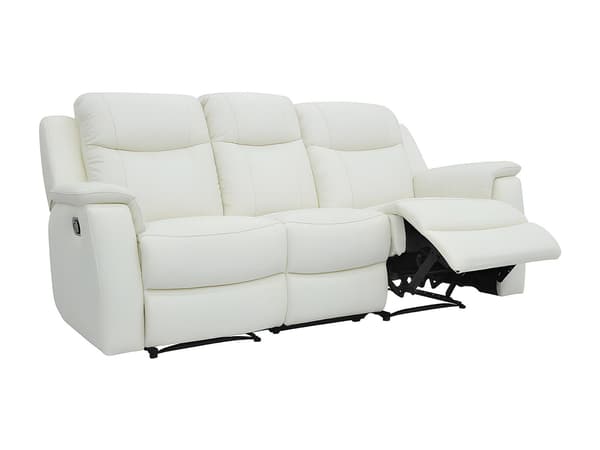 Vente-unique - 3-sits EVASION reclinersoffa i läder - elfenbensvit