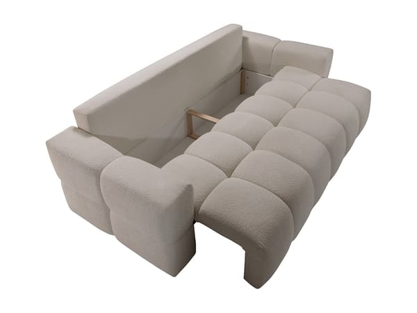 Vente-unique - 3-sits bäddsoffa i beige bouclétyg ISSORO II