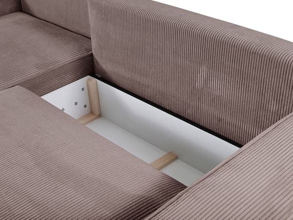Vente-unique - Vänstervändvänd bäddsoffa i ljuslila manchester AMELIA