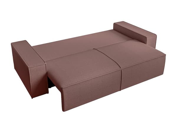 Vente-unique - 4-sits bäddsoffa i texturerat terracotta-tyg AMELIA