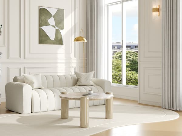 Vente-unique - Soffbord i marmor och MDF - Beige - NARODI