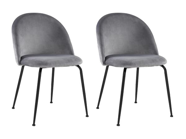 Vente-unique - Set med 2 stolar i sammet och svart rostfritt stål - Grå - MELBOURNE