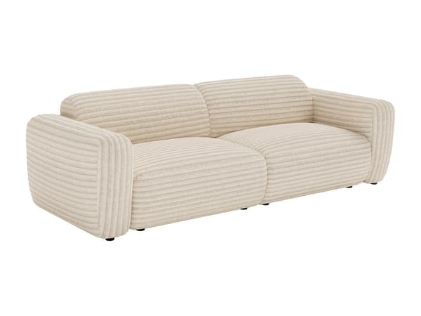 Vente-unique - Soffa 4 platser i sammet med grova ribbor - Beige POGNI