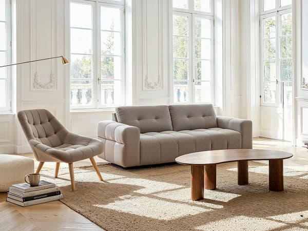 Vente-unique - Beige sammetsfåtölj LUOSTO