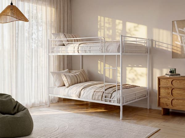 Vente-unique - Våningssäng - 2 x 120 x 190 cm - Vit - DUOTIS II