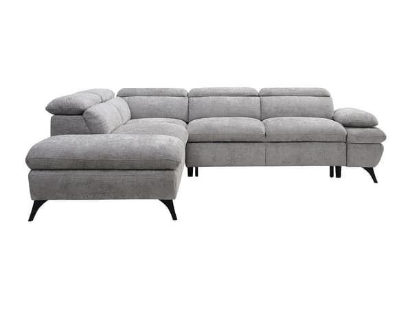Vente-unique - Vänstervändvänd bäddsoffa med vinkel i grå texturerad textil SURDELI