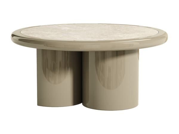 Vente-unique - Marmor- och MDF-soffbord - Beige och lackerat taupe - DIRAMA