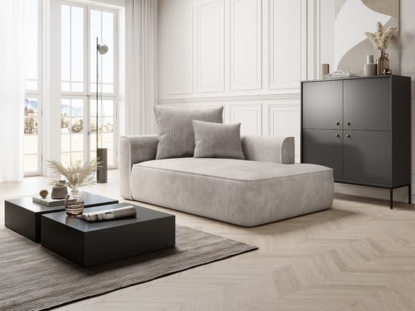 Vente-unique - Dagbädd högerställd i beige manchester PINETA