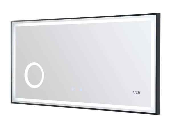 Vente-unique - Rektangulär LED-badrumsspegel med digital klocka 120 x 60 cm AITANA