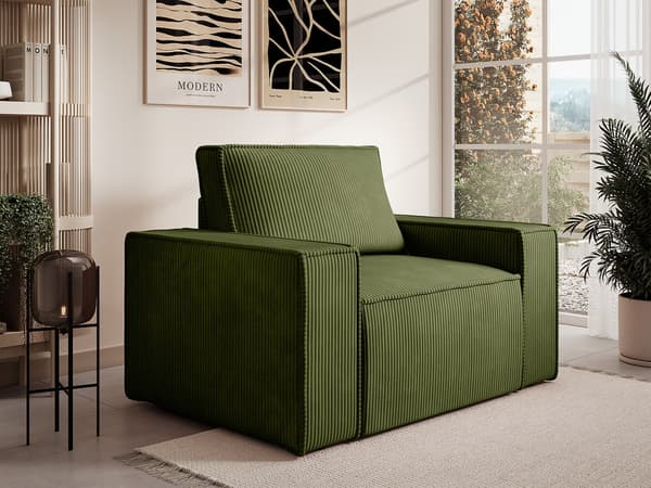 Vente-unique - Fåtölj i khaki manchester AMELIA