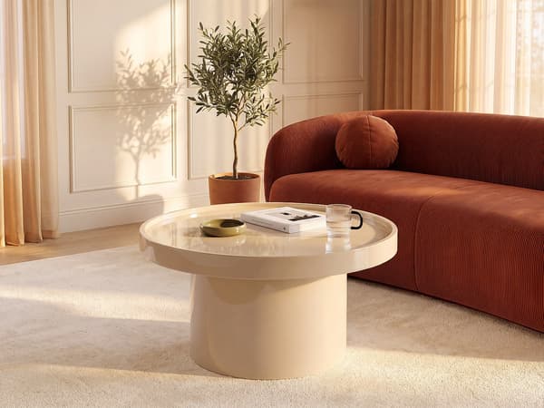 Vente-unique - Soffbord i MDF - Lackerad beige - SYBEVA