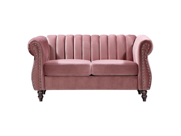Vente-unique - 3-sits och 2-sits chesterfieldsoffor i sammet TRUMBO - Gammalrosa