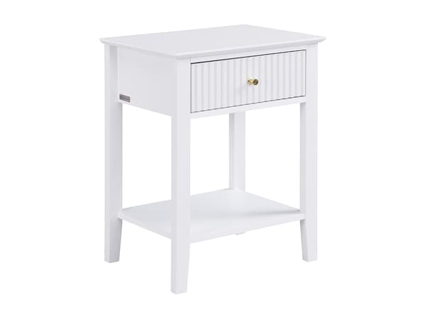Vente-unique - Sängbord med 1 låda och 1 hylla - MDF - Vit - NIRIVA