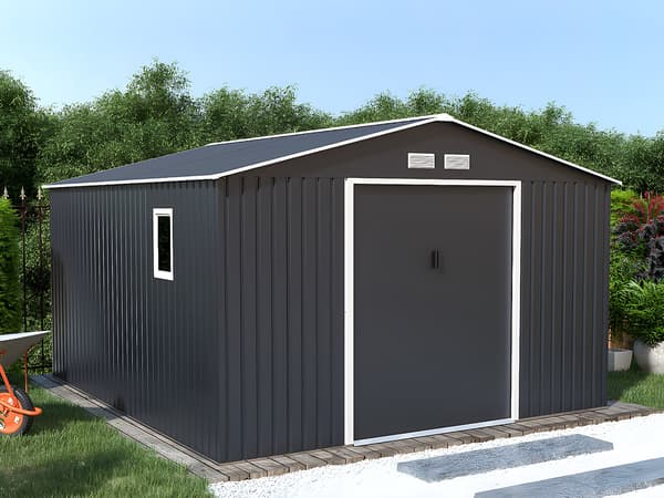 Vente-unique - Trädgårdsbod i galvaniserad grå stål 12,99 m² - ARCHER